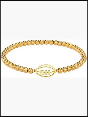 Dainty Gold Sport Bracelet for Women 14K Plated Bead Elastic Adjustable Gift